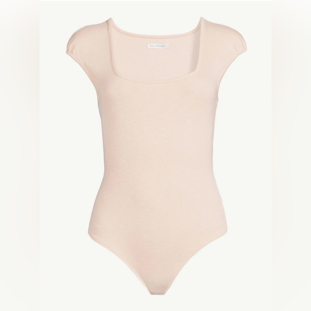 Free Assembly Square Neck Bodysuit Cap Sleeve XL